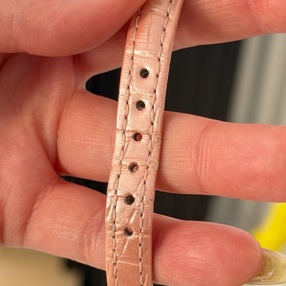 Pink Leather Strap Rectangular Silver-Tone Watch - image 7